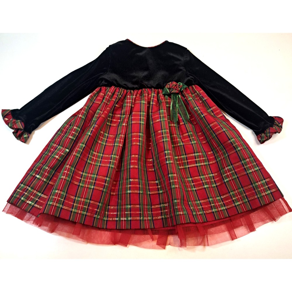 Holiday Christmas Dress Baby Girl Size 24mos Formal Plaid Velvet GEORGE
